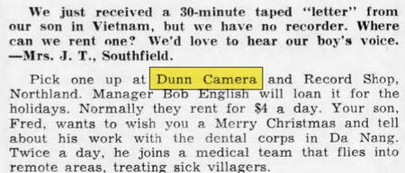 Dunns Camera - Dec 1966 Article (newer photo)